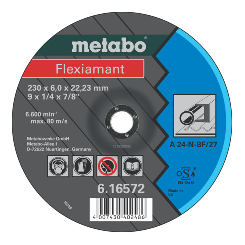 Disque abrasif en acier Metabo Flexiamant, version coudée