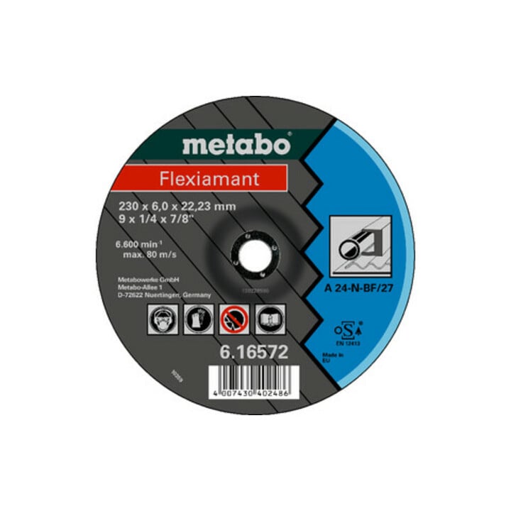 Flexiamant 230 x 6,0 x 22,23 acier, meule d'ébarbage, modèle coudé metabo