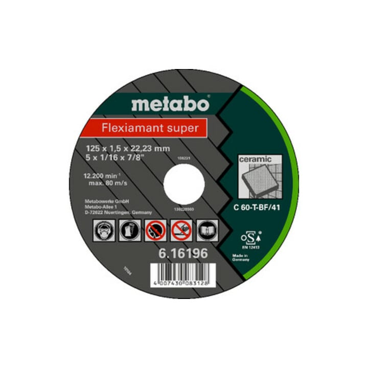 Flexiamant super 125 x 1,5 x 22,23 céramique, meule de tronçonnage, modèle droit metabo
