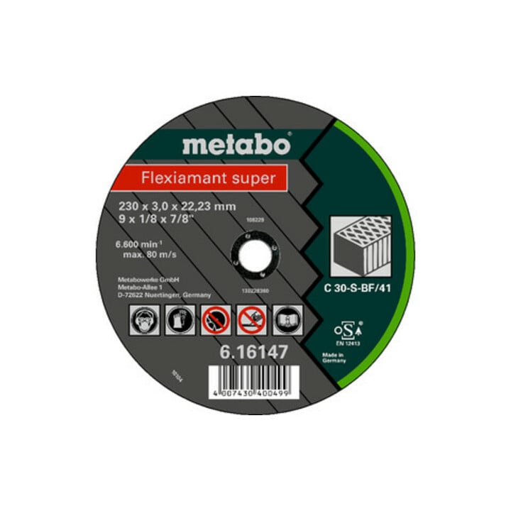 Flexiamant super 230 x 3,0 x 22,23 pierre, meule de tronçonnage, modèle droit metabo