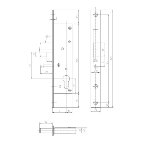 Fliether PT-Cylindre à encastrer 36 PZ, D35, 24kt, DL/DR clair verz