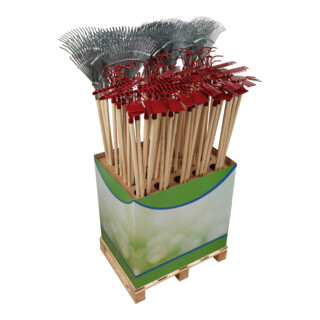 floraworld Balai à feuilles, griffes, râteau et double houe, présentoir FW