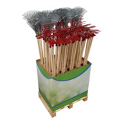 floraworld Balai à feuilles, griffes, râteau et double houe, présentoir FW