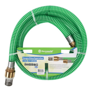 floraworld Ensemble tuyau 4m, robinetterie 1" en laiton, vert