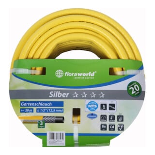 floraworld Gartenwasserschlauch 12,5 mm 1/2Z 20 m Silber FW