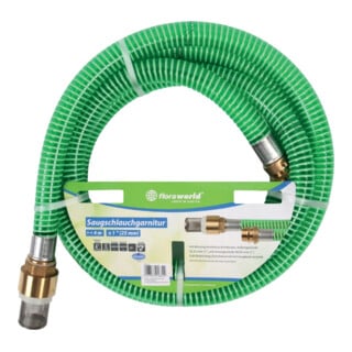 floraworld Schlauchgarnitur 4m,1" Messing-Armatur,grün