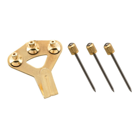 FLOREAT SF, Crochet mural 4, avec aiguilles à tête cylindrique, crochet simple B3 3,5 mm, en laiton plaqué