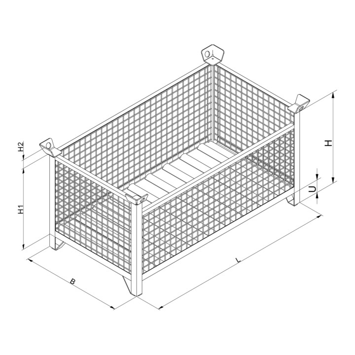 Florian Eichinger Gitterbox-Stapelpalette 2000 kg 1200 x 800 x 750 mm schokoladenbraun