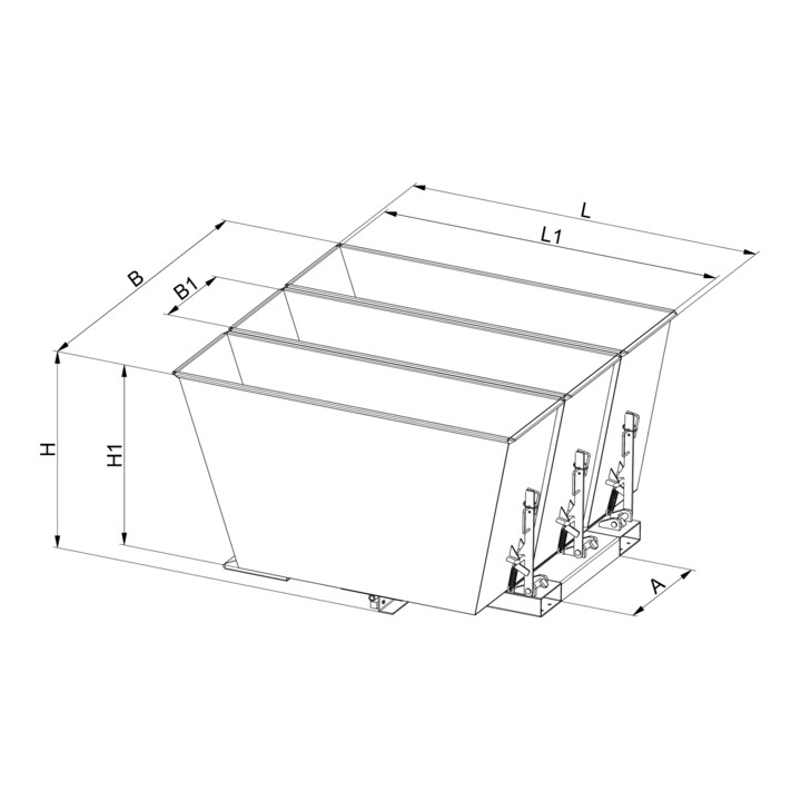 Florian Eichinger Kippbehälter Sortiersystem 3in1 3x600 Liter RAL 2004 RAL 5010 RAL 3000