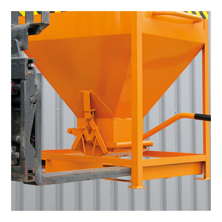Florian Eichinger Silobehälter 300 Liter reinorange mit Einfahrtaschen und Kranösen per Hebel