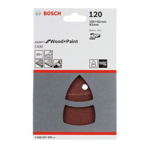 Bosch Foglio abrasivo C430, 11 fori, 102x62, 93mm