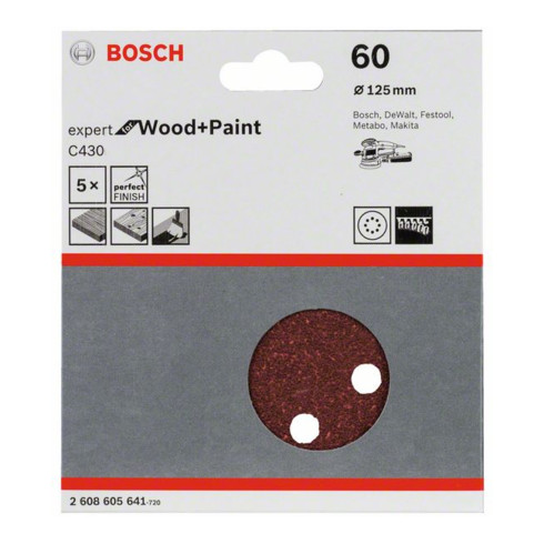 Bosch Foglio abrasivo C430 125 mm 60 8 fori, a strappo