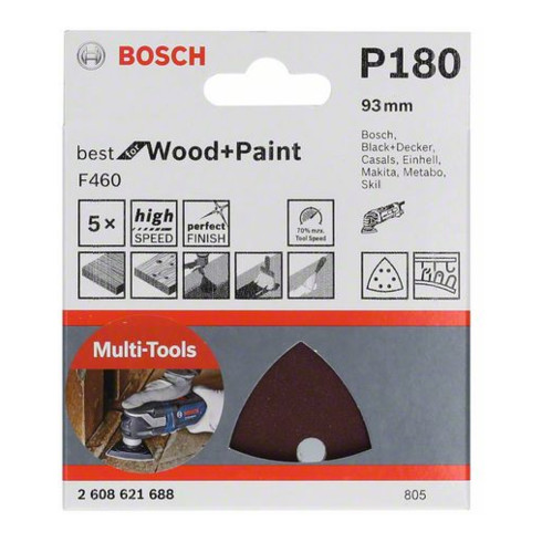Bosch Foglio abrasivo F460 Best for Wood and Paint, 93mm, 180