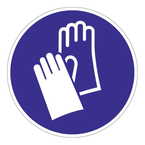 Folie Handschutz benutzen D.200mm blau/weiß ASR A1.3 DIN EN ISO 7010