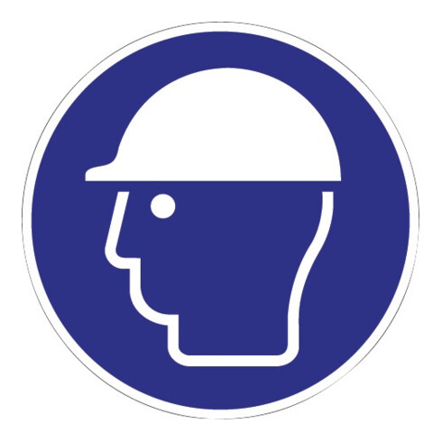 Folie Kopfschutz benutzen D.200mm blau/weiß ASR A1.3 DIN EN ISO 7010