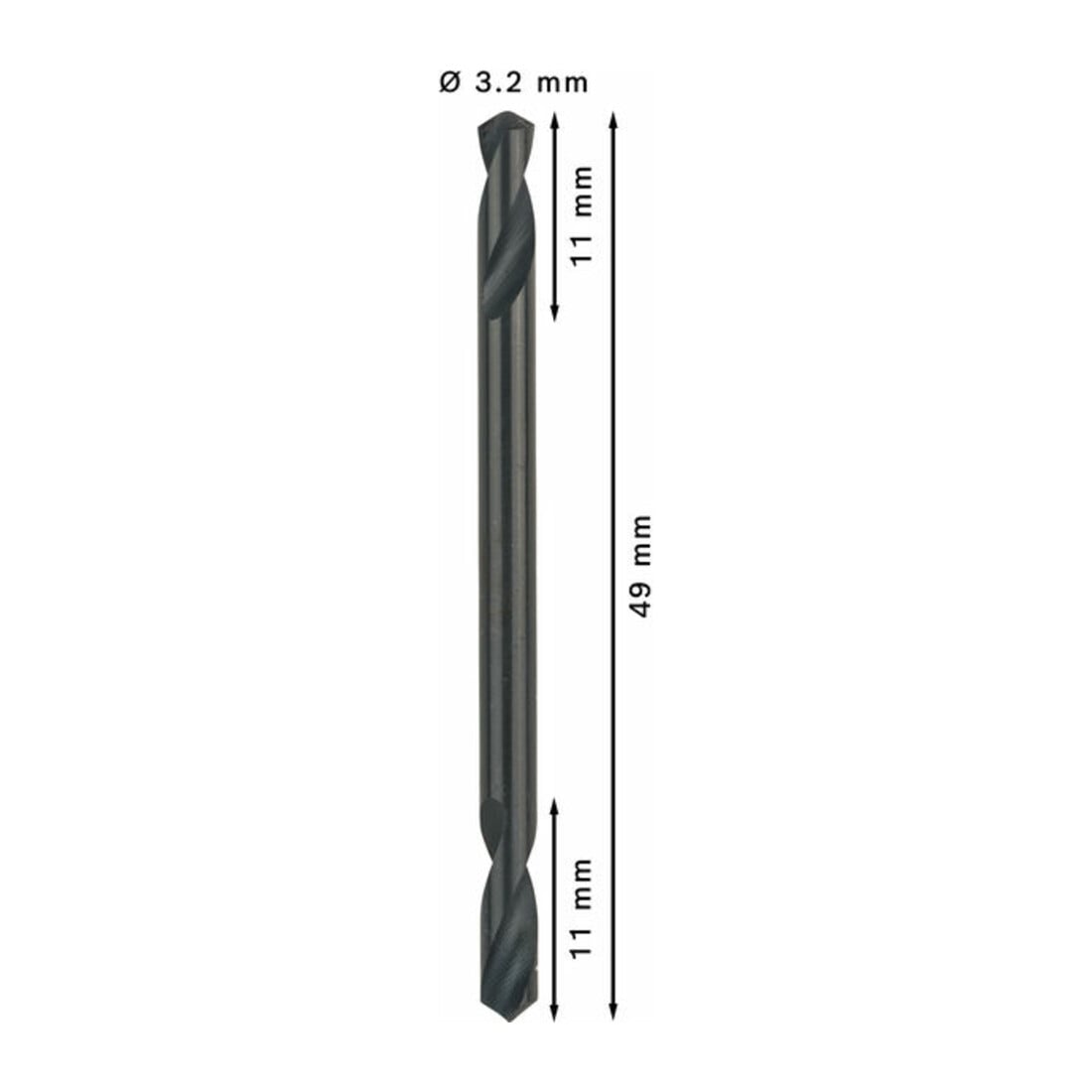 Foret à double pointe 3,2 x 11 x 49 mm