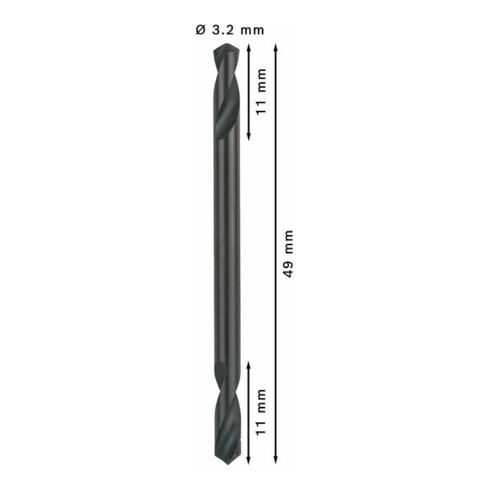 Foret à double pointe 3,2 x 11 x 49 mm