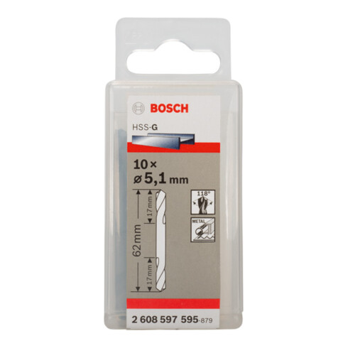 Foret à double pointe 5,1 x 17 x 62 mm