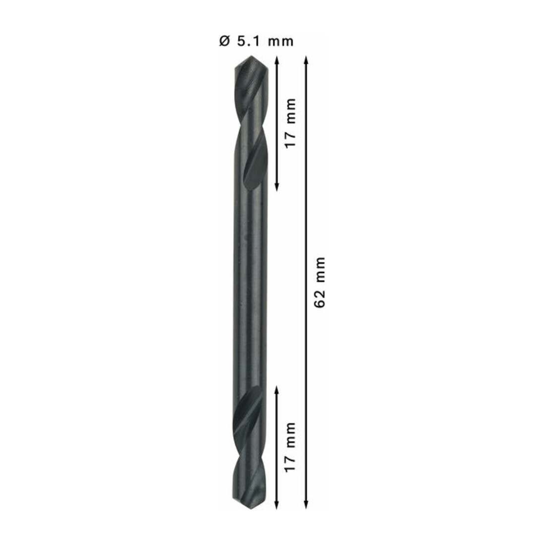 Foret à double pointe 5,2 x 17 x 62 mm