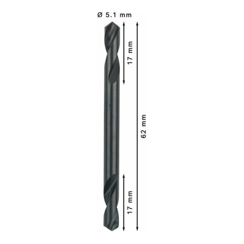 Foret à double pointe 5,2 x 17 x 62 mm