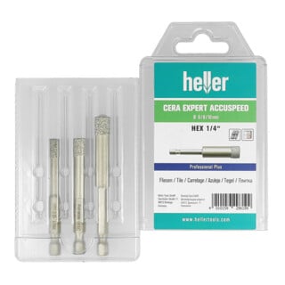 Foret à grès cérame Heller Cera Expert Accuspeed, set de 3 pièces diamètre 6/8/10