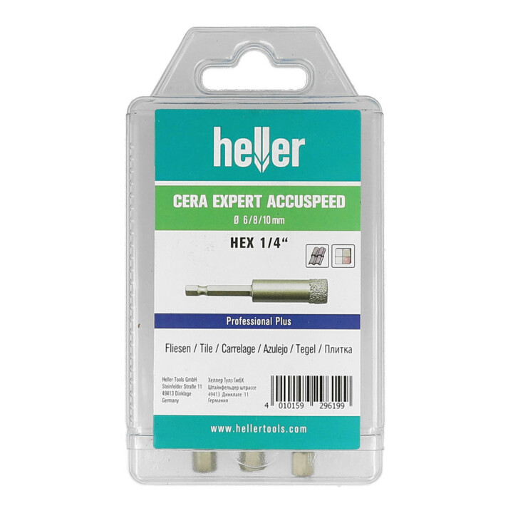 Foret à grès cérame Heller Cera Expert Accuspeed, set de 3 pièces diamètre 6/8/10