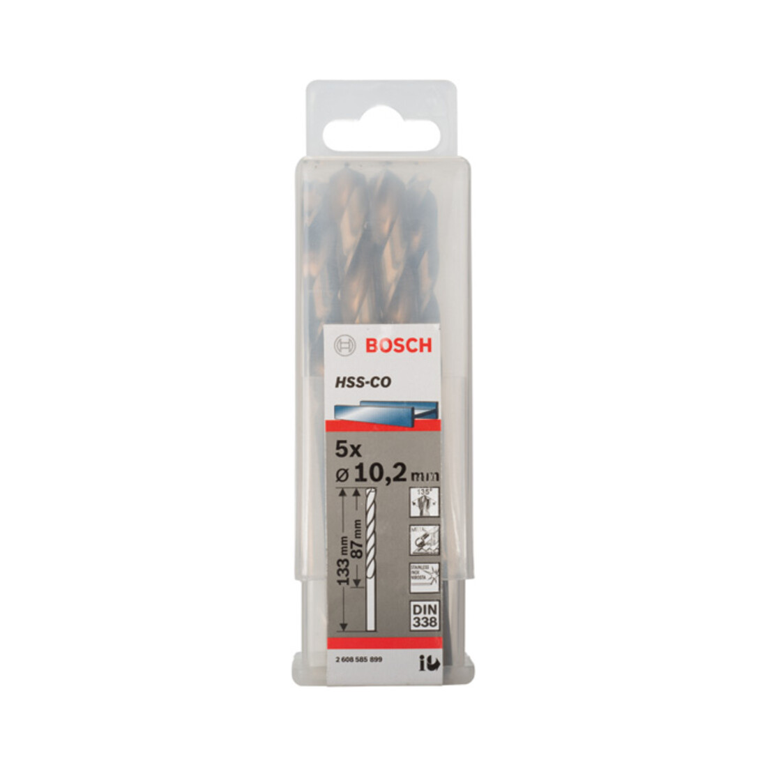 Foret à métaux Bosch HSS-Co, DIN 338, 10,2 x 87 x 133 mm