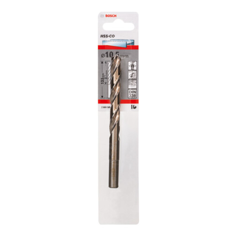 Foret à métaux Bosch HSS-Co, DIN 338, 10,5 x 87 x 133 mm