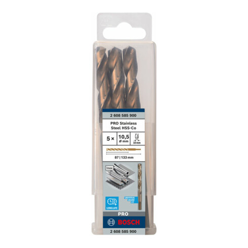 Foret à métaux Bosch HSS-Co, DIN 338, 10,5 x 87 x 133 mm