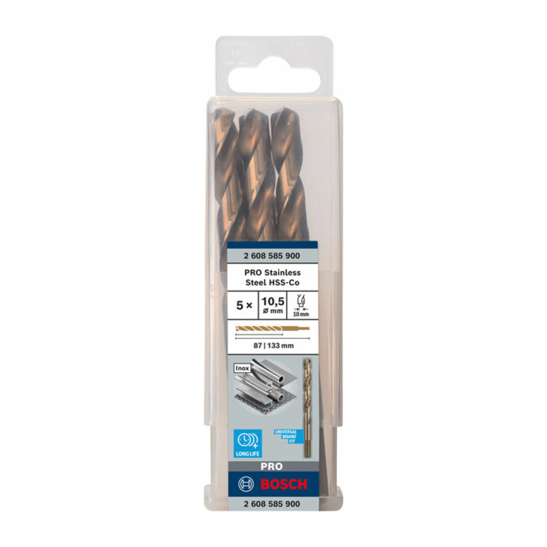 Foret à métaux Bosch HSS-Co, DIN 338, 10,5 x 87 x 133 mm