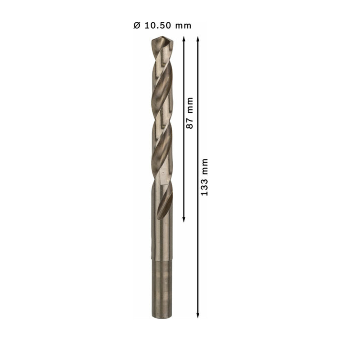 Foret à métaux Bosch HSS-Co, DIN 338, 10,5 x 87 x 133 mm