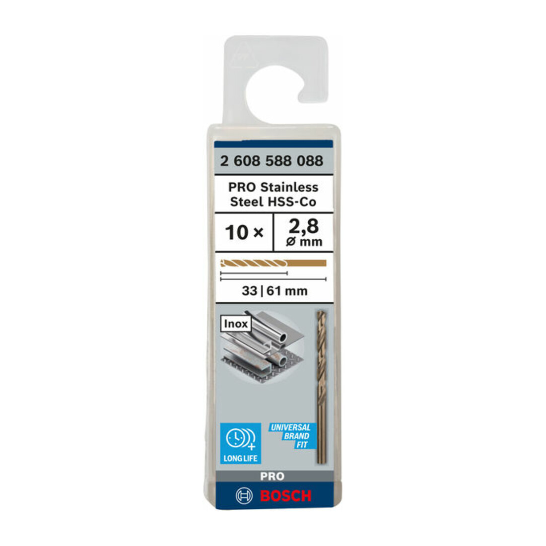 Foret à métaux Bosch HSS-Co DIN 338 2,8 x 33 x 61 mm