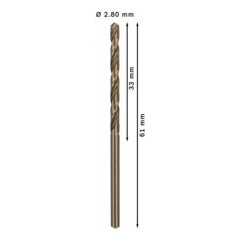 Foret à métaux Bosch HSS-Co DIN 338 2,8 x 33 x 61 mm