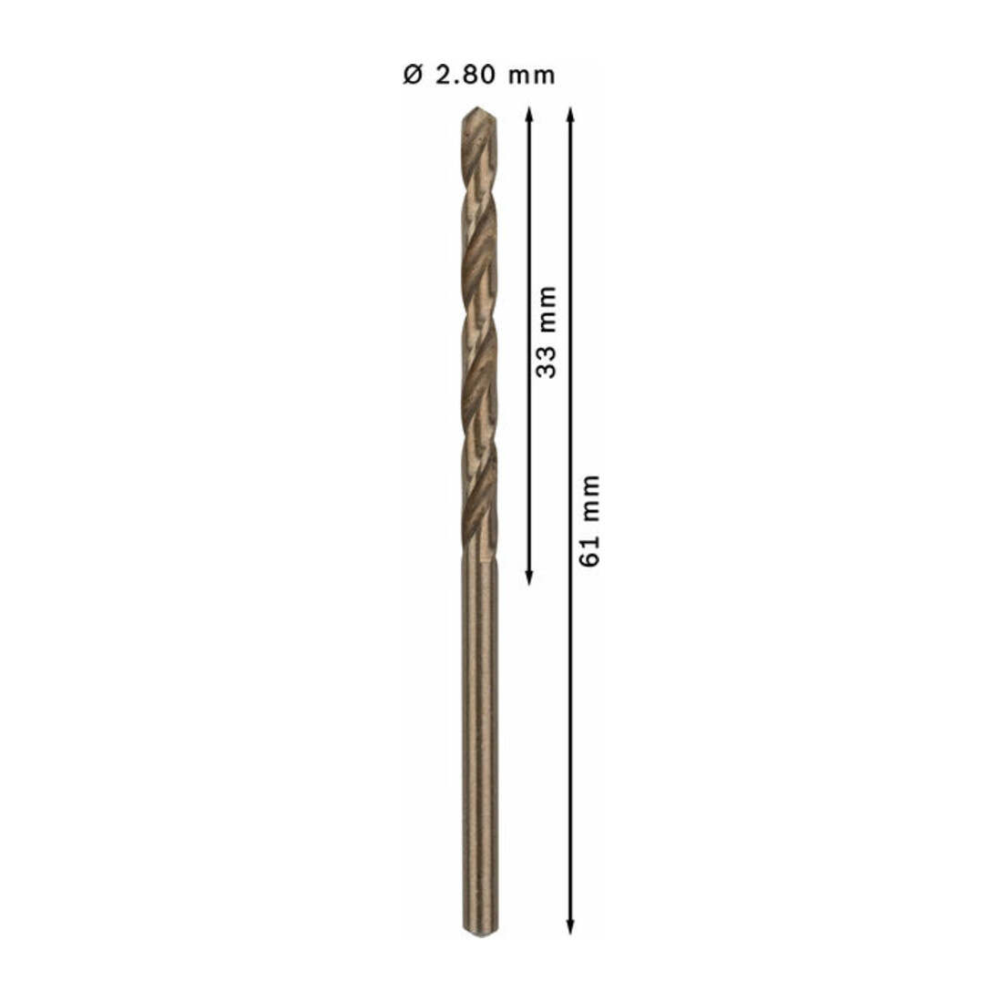 Foret à métaux Bosch HSS-Co DIN 338 2,8 x 33 x 61 mm