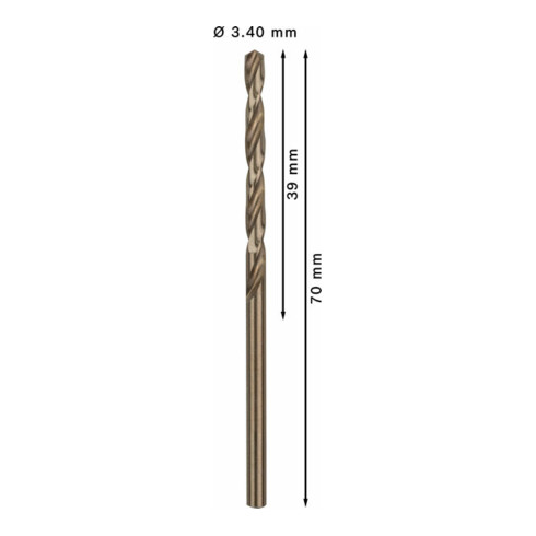 Foret à métaux Bosch HSS-Co DIN 338 3,4 x 39 x 70 mm