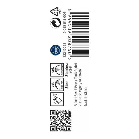 Foret à métaux Bosch HSS-Co DIN 338 3,7 x 39 x 70 mm