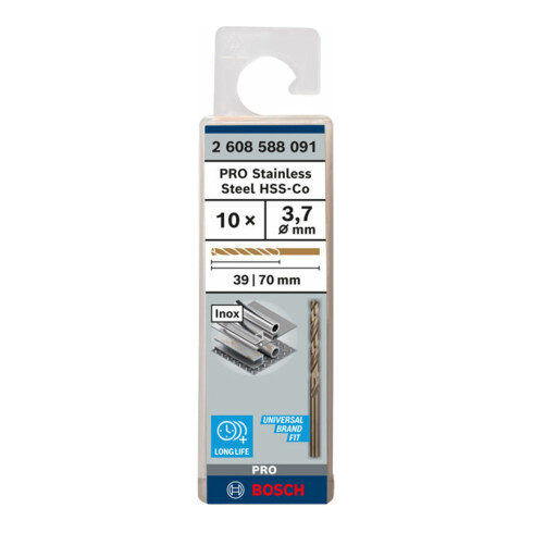 Foret à métaux Bosch HSS-Co DIN 338 3,7 x 39 x 70 mm