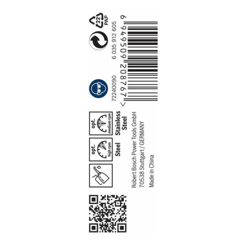 Foret à métaux Bosch HSS-Co DIN 338 3,8 x 43 x 75 mm