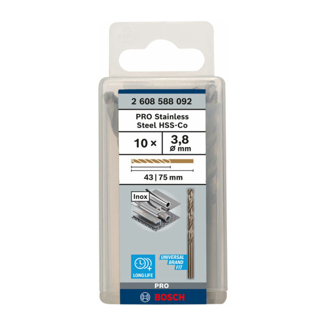 Foret à métaux Bosch HSS-Co DIN 338 3,8 x 43 x 75 mm
