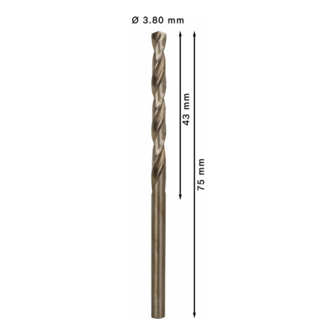 Foret à métaux Bosch HSS-Co DIN 338 3,8 x 43 x 75 mm