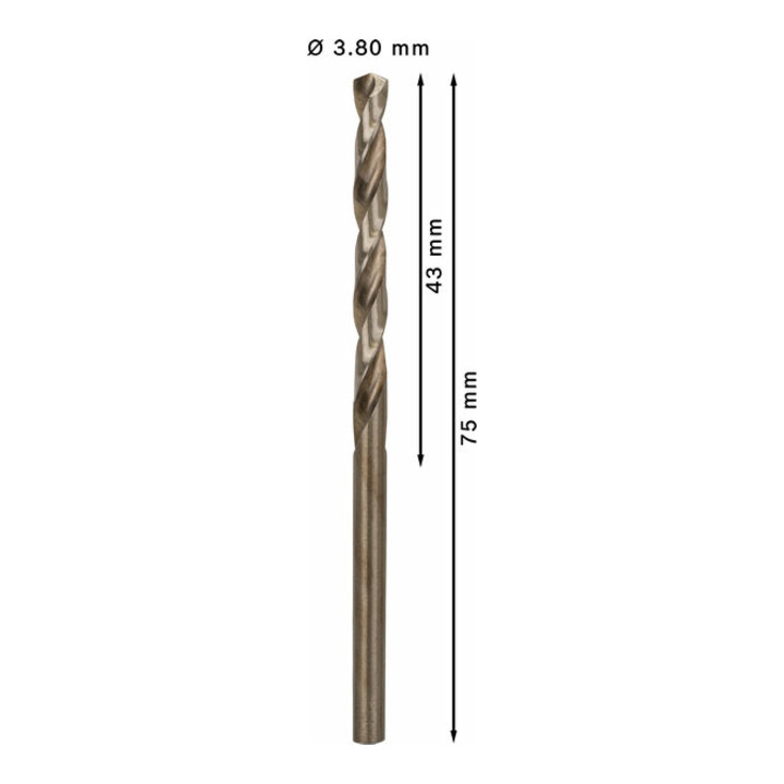 Foret à métaux Bosch HSS-Co DIN 338 3,8 x 43 x 75 mm