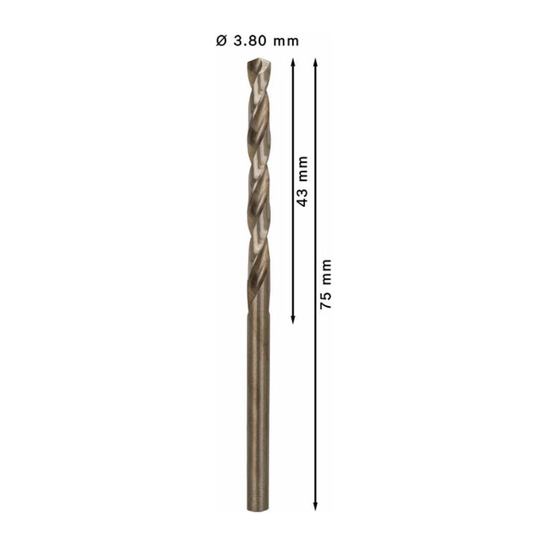 Foret à métaux Bosch HSS-Co DIN 338 3,8 x 43 x 75 mm