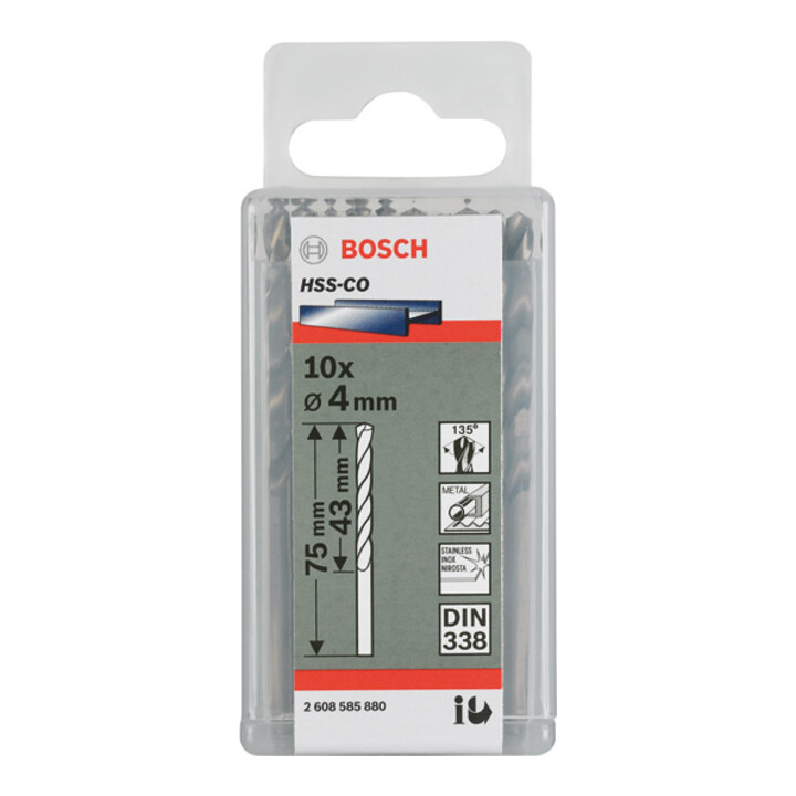Foret à métaux Bosch HSS-Co DIN 338 3,8 x 43 x 75 mm