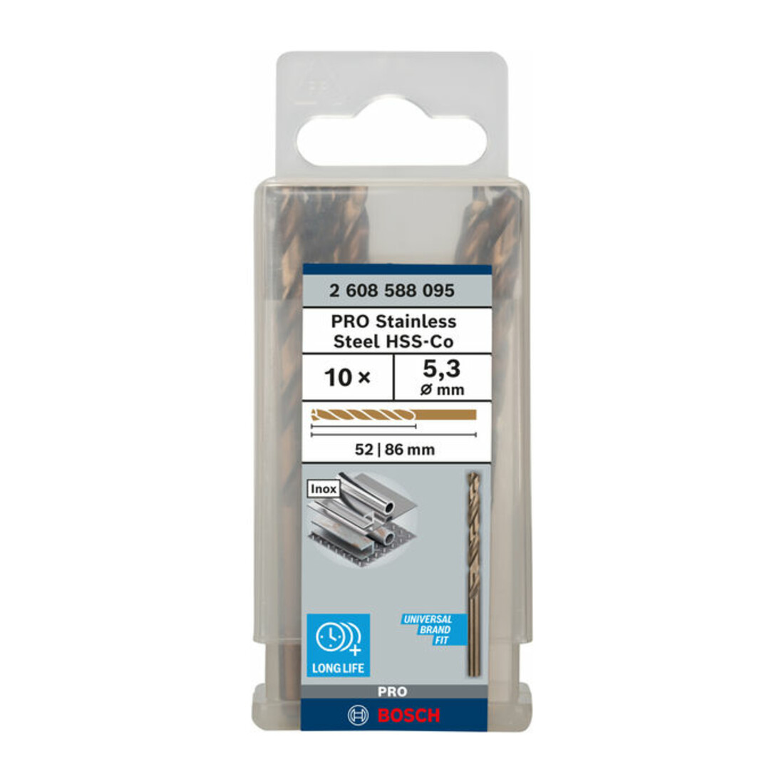 Foret à métaux Bosch HSS-Co DIN 338 5,3 x 52 x 86 mm
