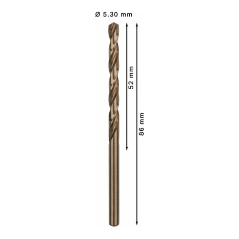 Foret à métaux Bosch HSS-Co DIN 338 5,3 x 52 x 86 mm