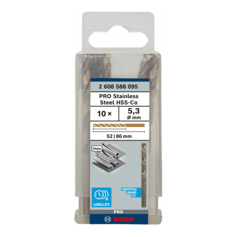 Foret à métaux Bosch HSS-Co DIN 338 5,3 x 52 x 86 mm