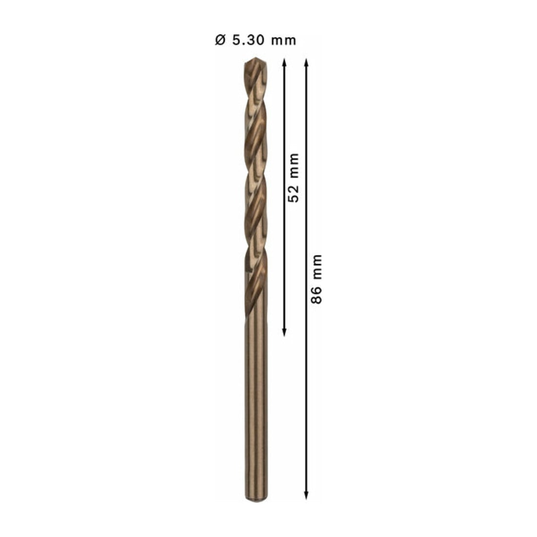 Foret à métaux Bosch HSS-Co DIN 338 5,3 x 52 x 86 mm