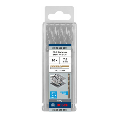 Foret à métaux Bosch HSS-Co DIN 338 7,8 x 75 x 117 mm