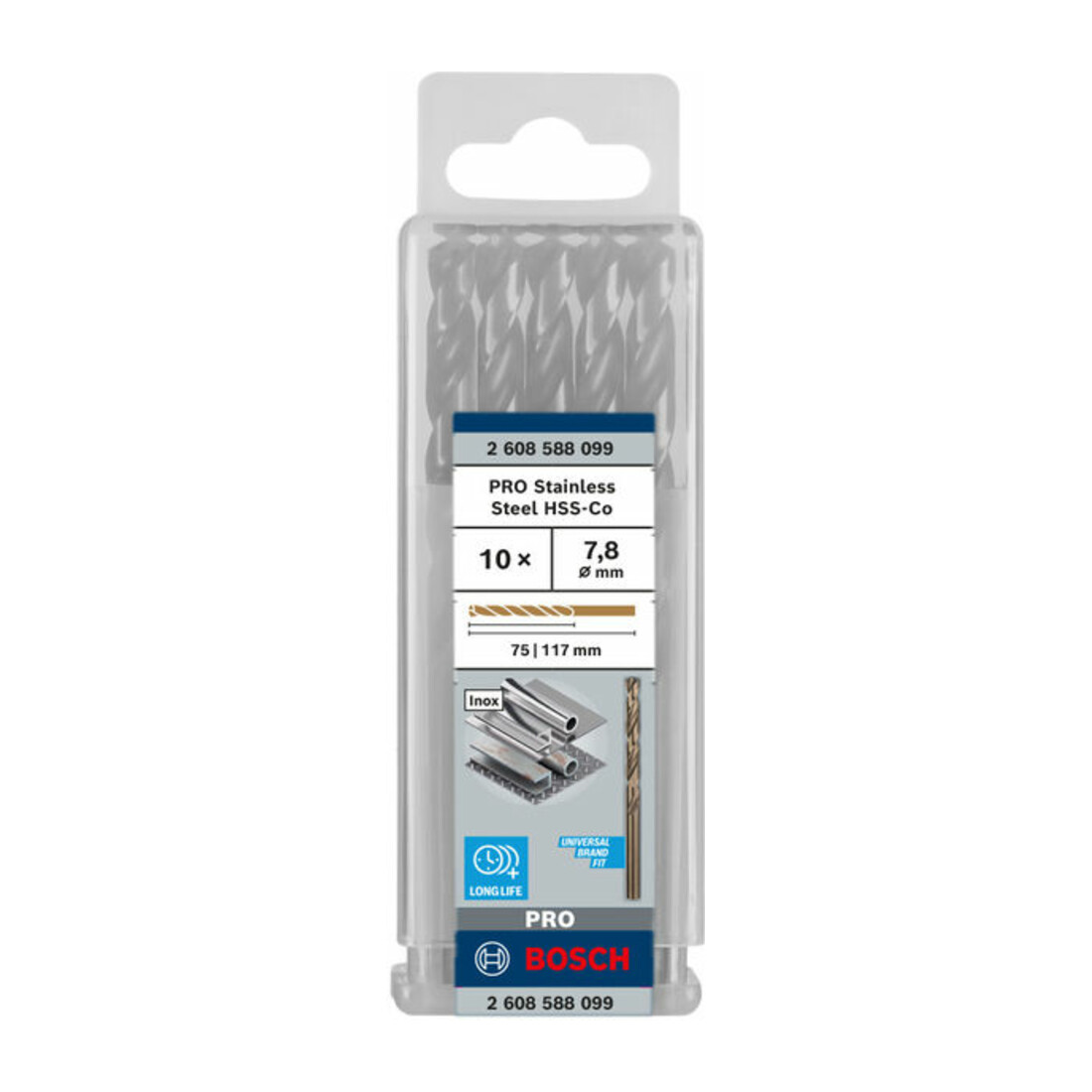 Foret à métaux Bosch HSS-Co DIN 338 7,8 x 75 x 117 mm