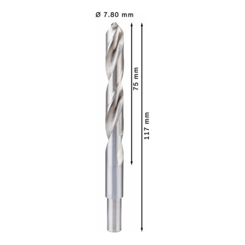 Foret à métaux Bosch HSS-Co DIN 338 7,8 x 75 x 117 mm